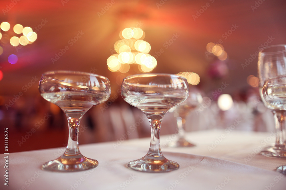 Glasses of wine in a restaurant Glasses of wine in a restaurant
