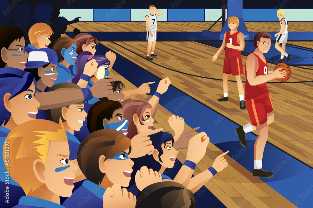 Fototapeta premium College students cheering for their team in a basketball game