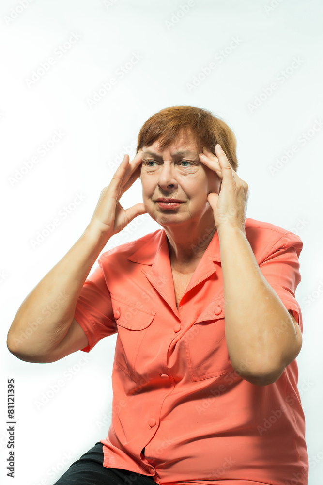 Fototapeta premium old woman in depression isolated on white background