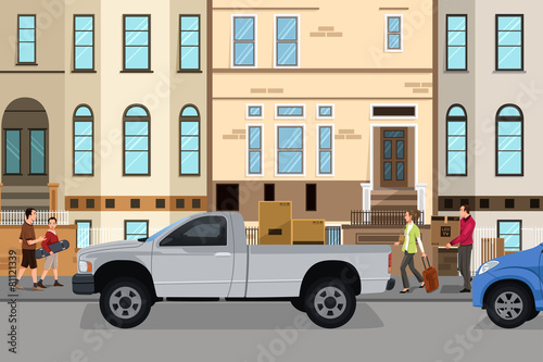 Moving couple loading stuff into their car