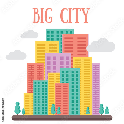 Skyline. Big city concept. Creative flat vector illustration.