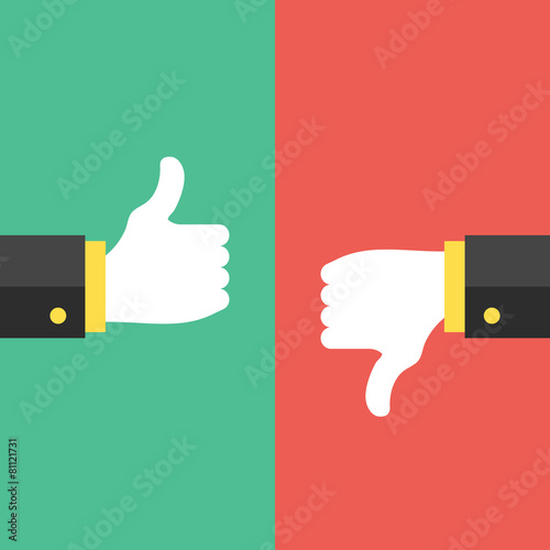 Thumbs up and thumbs down hand sign