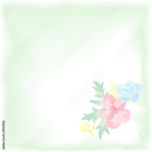 Digital watercolor background with flowers. Gentle  pattern.