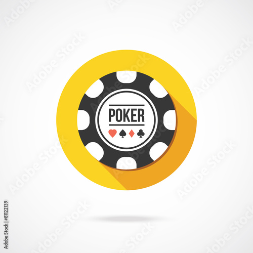Black poker chip icon. Vector illustration
