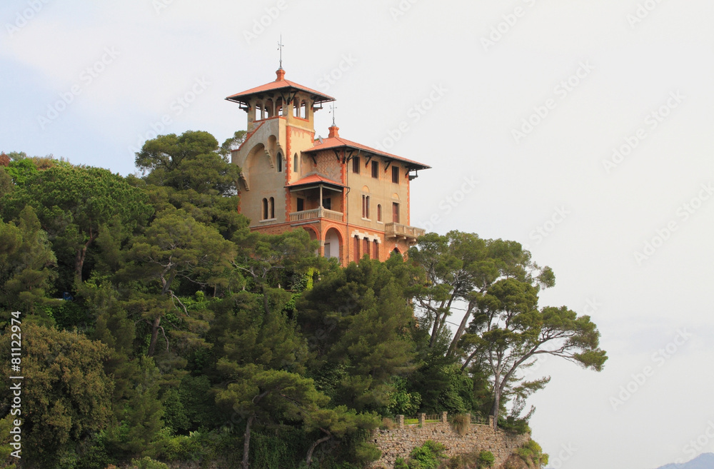 House on slope which has overgrown by wood House on slope which has overgrown by wood
