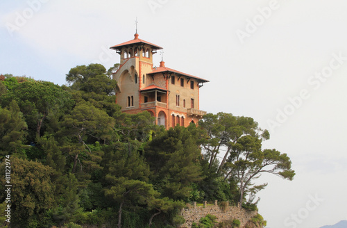 House on slope which has overgrown by wood