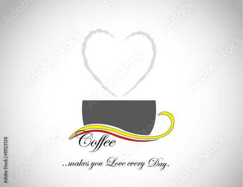 awesome fresh coffee in a black dark cup with a heart love shape
