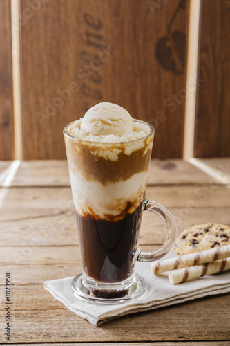 iced coffee with milk and ice cream