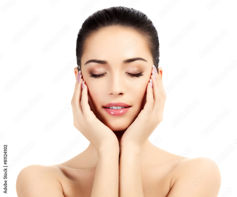 Beautiful face of young adult woman with clean fresh skin Beautiful face of young adult woman with clean fresh skin