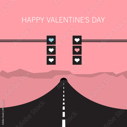 Road of love - vector background - happy valentine´s day..