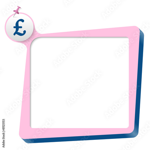 pink text box and blue pound sterling symbol