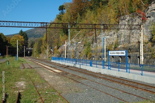 Platform and railway tracks on railway station.