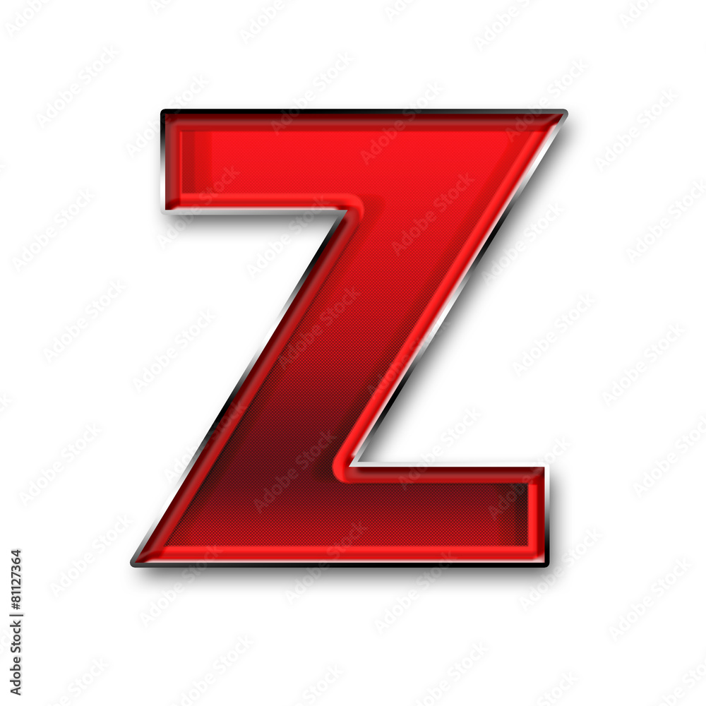 Metal letter Z in red Metal letter Z in red