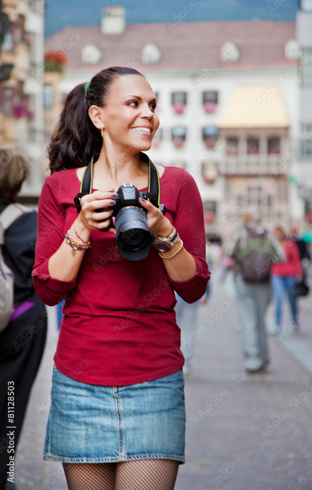 Tourist Sightseeing with a camera