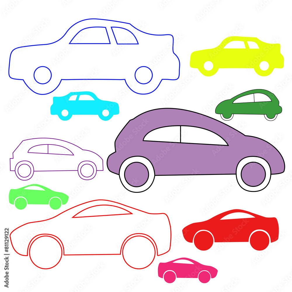 Isolated colored silhouettes cars. Vector illustration