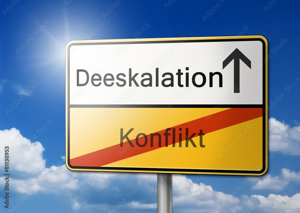 Deeskalation Konflikt lösen schild Deeskalation Konflikt lösen schild