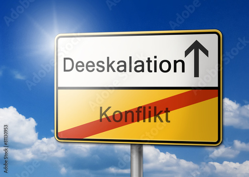 Deeskalation Konflikt lösen schild