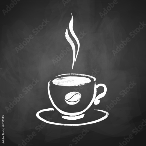 A cup of coffee with coffee bean.