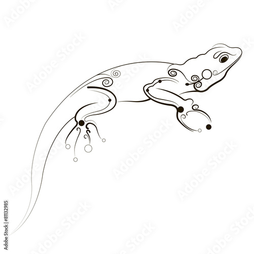 black silhouette of a lizard on a white background