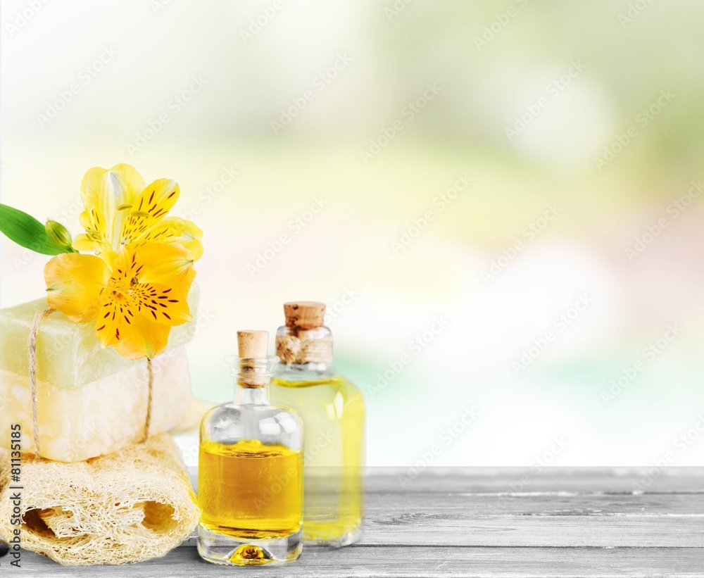 Alternative. Spa still life with soap,sponge and cosmetic oil Alternative. Spa still life with soap,sponge and cosmetic oil