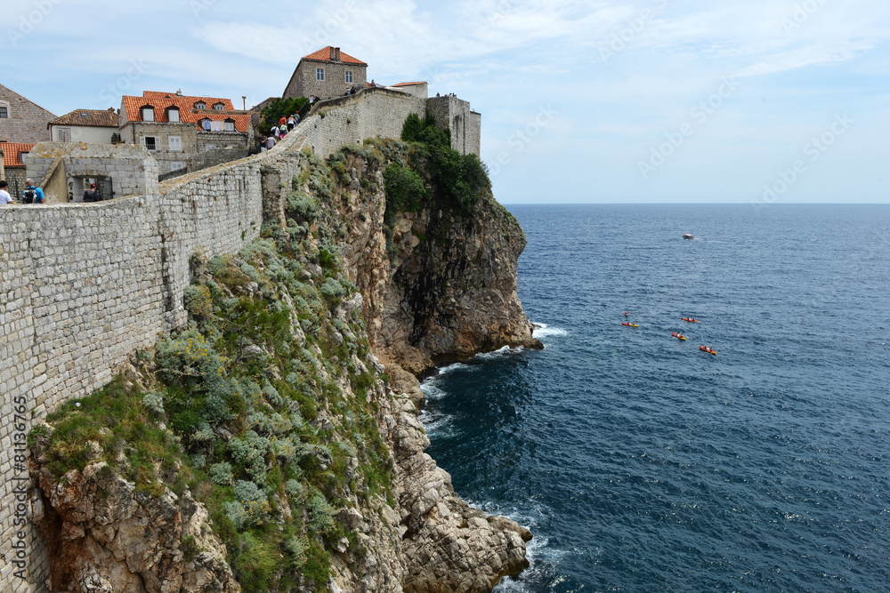 Picturesque view of medieval fortresses in Dubrovnik, Croatia