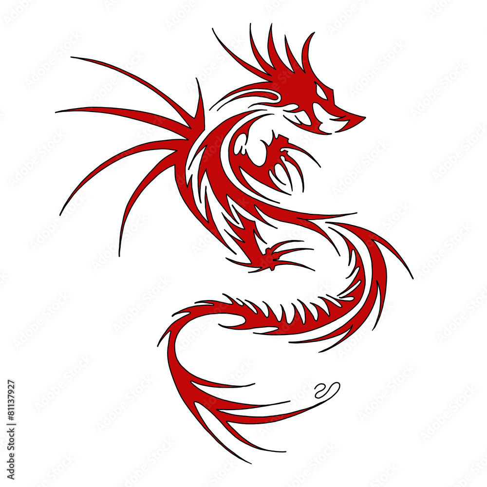 Red dragon tattoo design Stock Illustration | Adobe Stock