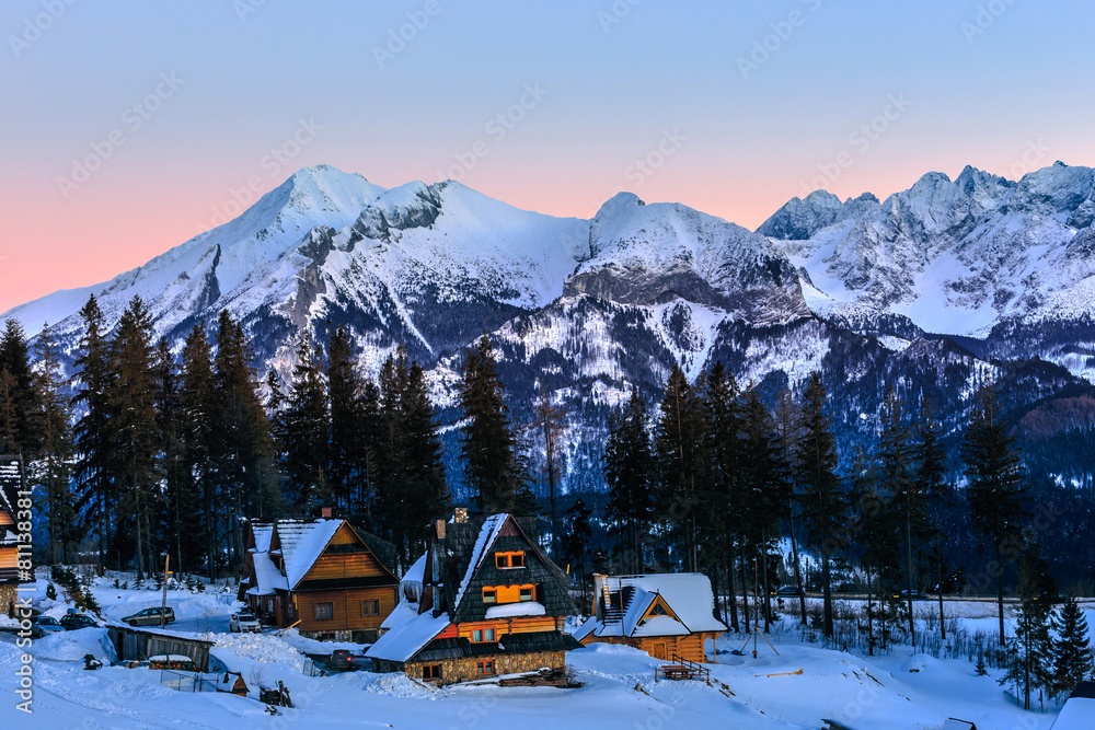 Winter landscape of High Tatra Mountains, Poland - obrazy, fototapety, plakaty 