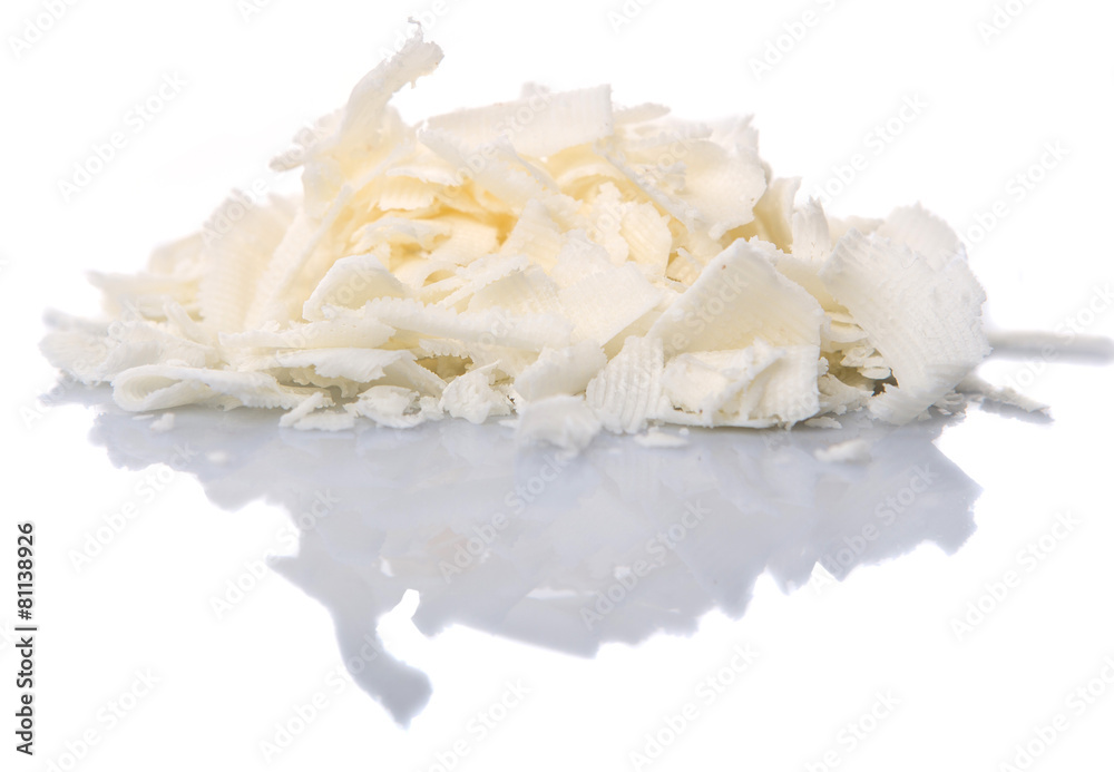 White chocolate over white background