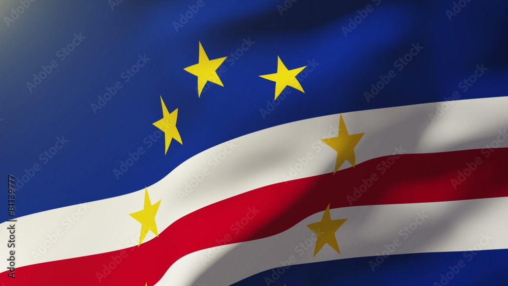 Cape Verde flag waving in the wind. Looping sun rises style Cape Verde flag waving in the wind. Looping sun rises style