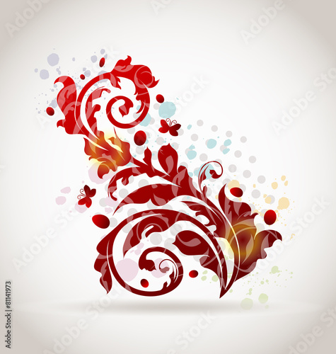 Floral ornamental colorful design elements