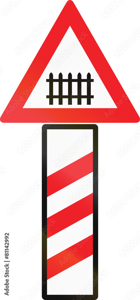 Austrian countdown marker announcing a manned or barrier level crossing in 240 m distance Austrian countdown marker announcing a manned or barrier level crossing in 240 m distance