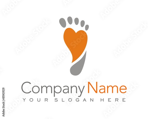 footmark trail foot heart love orange logo vector photo