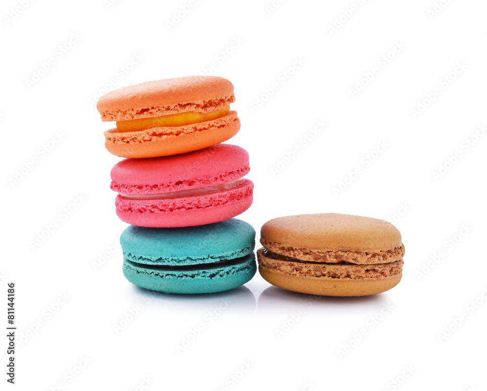 Colorful macaroons on white background Colorful macaroons on white background