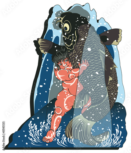 歌川国芳 坂田怪童丸のイメージイラスト Stock Vector Adobe Stock