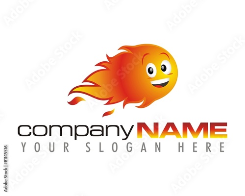 Fire flame blaze heat hot burn warm character logo vector