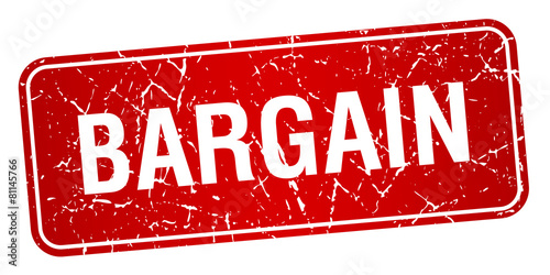 bargain red square grunge textured isolated stamp