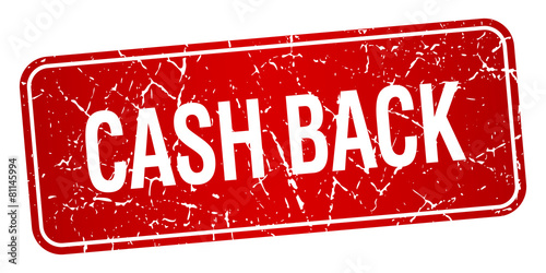 cash back red square grunge textured isolated stamp