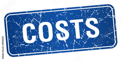 costs blue square grunge textured isolated stamp