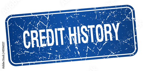 credit history blue square grunge textured isolated stamp
