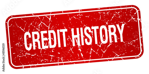 credit history red square grunge textured isolated stamp
