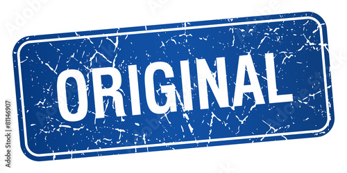 original blue square grunge textured isolated stamp