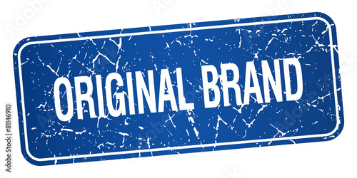 original brand blue square grunge textured isolated stamp