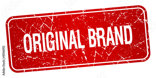 original brand red square grunge textured isolated stamp