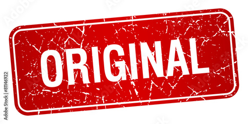 original red square grunge textured isolated stamp