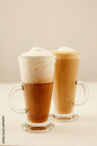 two tall glass coffee latte