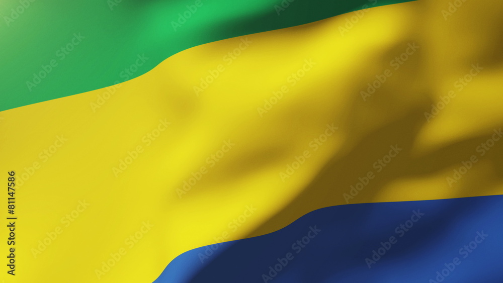 Gabon flag waving in the wind. Looping sun rises style Gabon flag waving in the wind. Looping sun rises style