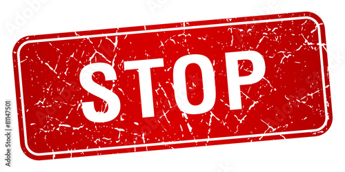 stop red square grunge textured isolated stamp