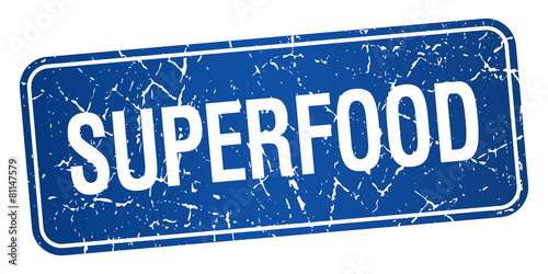 superfood blue square grunge textured isolated stamp