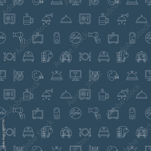 hotel line icon pattern set