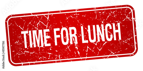 time for lunch red square grunge textured isolated stamp